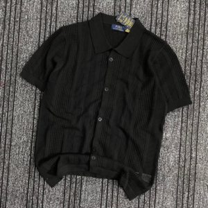 Premium Cotton Knit Polo Shirt- Black